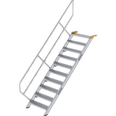 Günzburger Steigtechnik Treppe 45° Stufenbreite 800 mm 10 Stufen Aluminium geriffelt