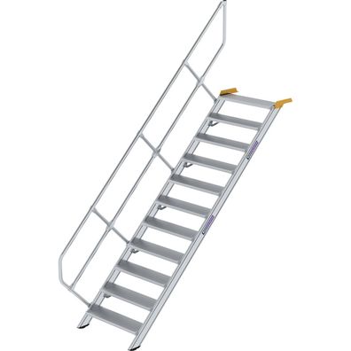 Günzburger Steigtechnik Treppe 45° Stufenbreite 800 mm 11 Stufen Aluminium geriffelt