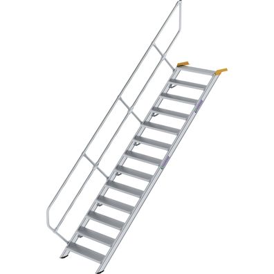 Günzburger Steigtechnik Treppe 45° Stufenbreite 800 mm 13 Stufen Aluminium geriffelt