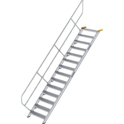 Günzburger Steigtechnik Treppe 45° Stufenbreite 800 mm 14 Stufen Aluminium geriffelt