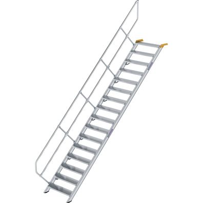 Günzburger Steigtechnik Treppe 45° Stufenbreite 800 mm 16 Stufen Aluminium geriffelt