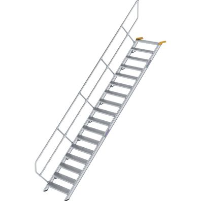 Günzburger Steigtechnik Treppe 45° Stufenbreite 800 mm 17 Stufen Aluminium geriffelt