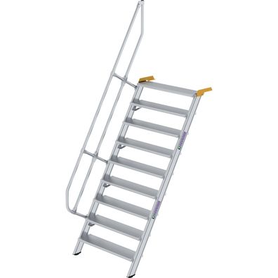 Günzburger Steigtechnik Treppe 60° Stufenbreite 1.000 mm 9 Stufen Aluminium geriffelt