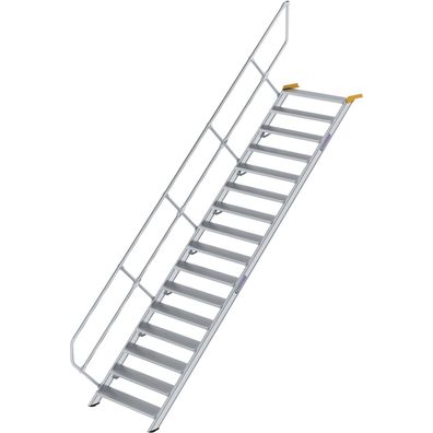 Günzburger Steigtechnik Treppe 45° Stufenbreite 1.000 mm 16 Stufen Aluminium geriffel