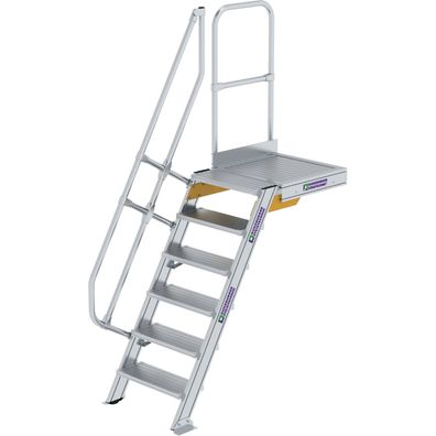 Günzburger Steigtechnik Treppe mit Plattform 60° Stufenbreite 600 mm 6 Stufen Alumini