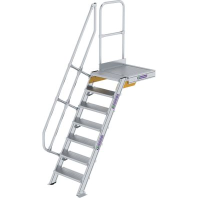 Günzburger Steigtechnik Treppe mit Plattform 60° Stufenbreite 600 mm 7 Stufen Alumini