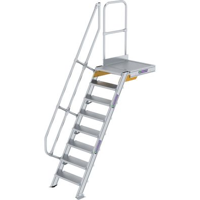 Günzburger Steigtechnik Treppe mit Plattform 60° Stufenbreite 600 mm 8 Stufen Alumini