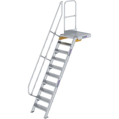 Günzburger Steigtechnik Treppe mit Plattform 60° Stufenbreite 600 mm 10 Stufen Alumin