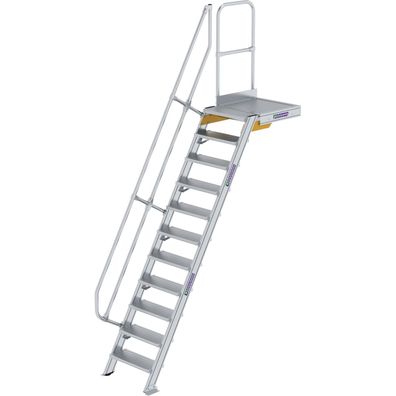 Günzburger Steigtechnik Treppe mit Plattform 60° Stufenbreite 600 mm 11 Stufen Alumin