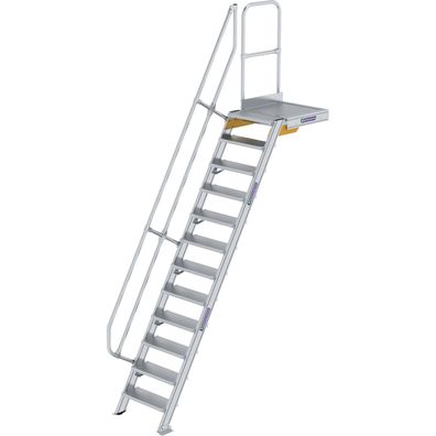 Günzburger Steigtechnik Treppe mit Plattform 60° Stufenbreite 600 mm 12 Stufen Alumin