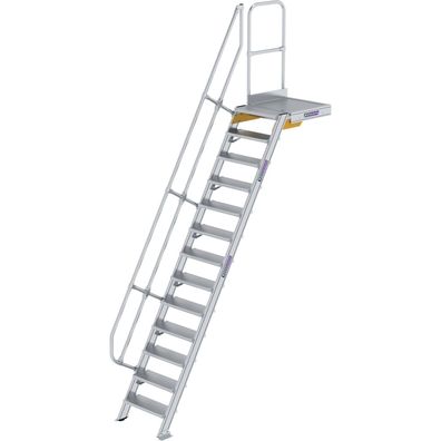 Günzburger Steigtechnik Treppe mit Plattform 60° Stufenbreite 600 mm 13 Stufen Alumin