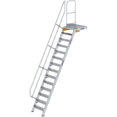 Günzburger Steigtechnik Treppe mit Plattform 60° Stufenbreite 600 mm 14 Stufen Alumin