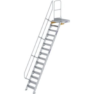 Günzburger Steigtechnik Treppe mit Plattform 60° Stufenbreite 600 mm 15 Stufen Alumin