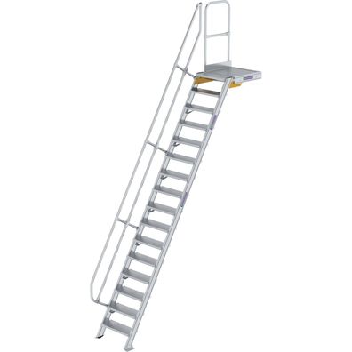 Günzburger Steigtechnik Treppe mit Plattform 60° Stufenbreite 600 mm 16 Stufen Alumin