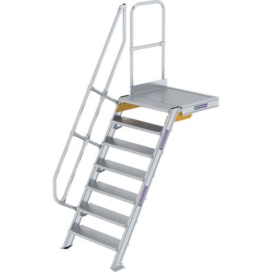 Günzburger Steigtechnik Treppe mit Plattform 60° Stufenbreite 800 mm 7 Stufen Alumini