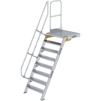 Günzburger Steigtechnik Treppe mit Plattform 60° Stufenbreite 800 mm 8 Stufen Alumini