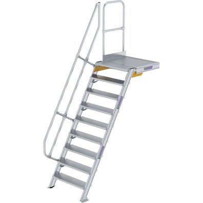 Günzburger Steigtechnik Treppe mit Plattform 60° Stufenbreite 800 mm 9 Stufen Alumini