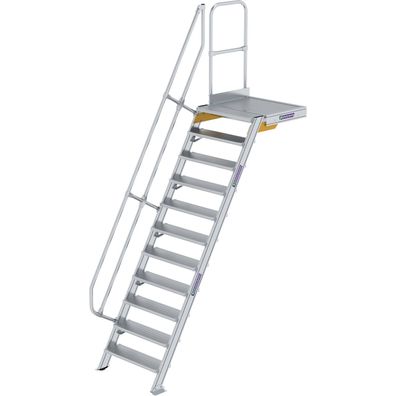 Günzburger Steigtechnik Treppe mit Plattform 60° Stufenbreite 800 mm 11 Stufen Alumin