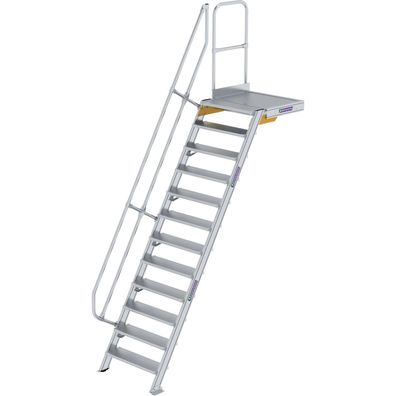 Günzburger Steigtechnik Treppe mit Plattform 60° Stufenbreite 800 mm 12 Stufen Alumin