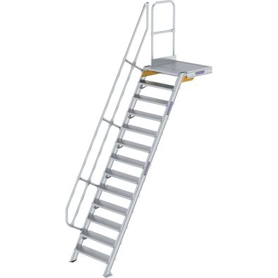 Günzburger Steigtechnik Treppe mit Plattform 60° Stufenbreite 800 mm 13 Stufen Alumin