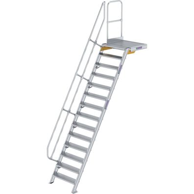 Günzburger Steigtechnik Treppe mit Plattform 60° Stufenbreite 800 mm 14 Stufen Alumin