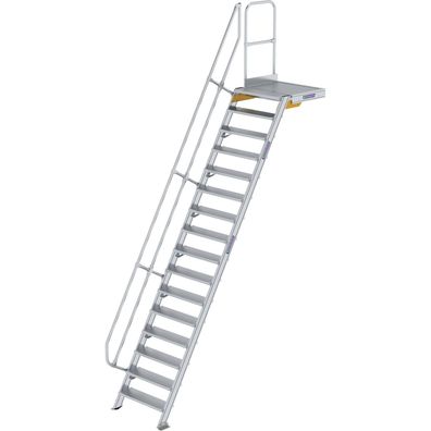 Günzburger Steigtechnik Treppe mit Plattform 60° Stufenbreite 800 mm 16 Stufen Alumin