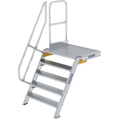 Günzburger Steigtechnik Treppe mit Plattform 60° Stufenbreite 1.000 mm 5 Stufen Alumi