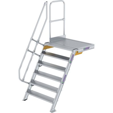 Günzburger Steigtechnik Treppe mit Plattform 60° Stufenbreite 1.000 mm 6 Stufen Alumi