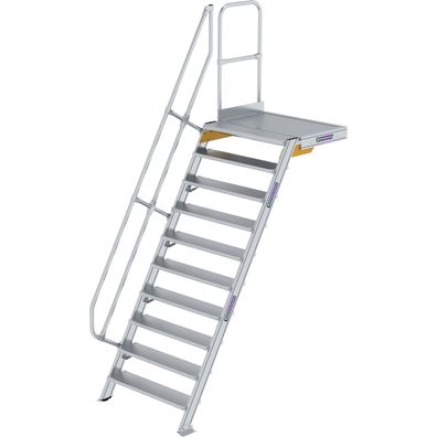 Günzburger Steigtechnik Treppe mit Plattform 60° Stufenbreite 1.000 mm 10 Stufen Alum