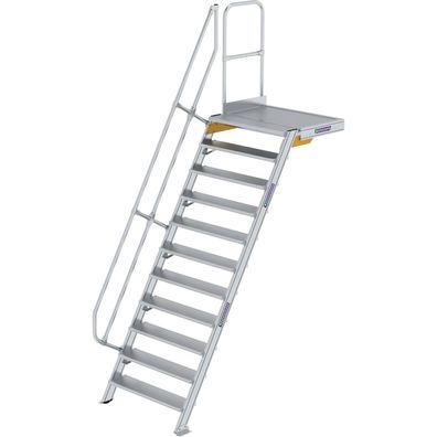 Günzburger Steigtechnik Treppe mit Plattform 60° Stufenbreite 1.000 mm 11 Stufen Alum