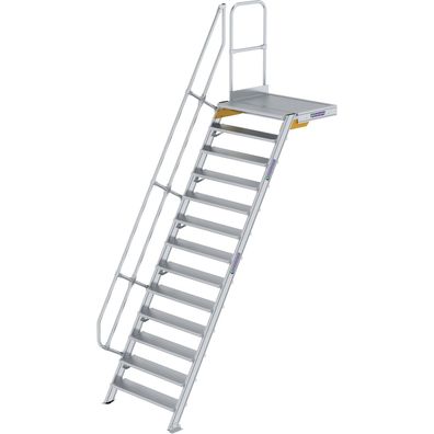 Günzburger Steigtechnik Treppe mit Plattform 60° Stufenbreite 1.000 mm 13 Stufen Alum