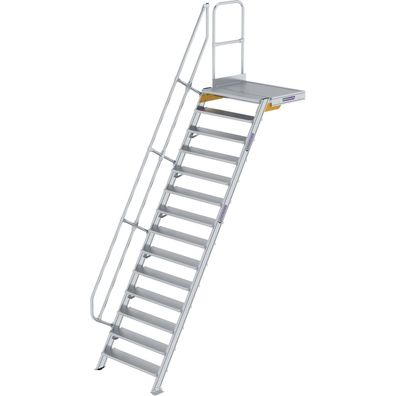 Günzburger Steigtechnik Treppe mit Plattform 60° Stufenbreite 1.000 mm 14 Stufen Alum