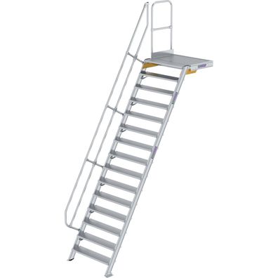 Günzburger Steigtechnik Treppe mit Plattform 60° Stufenbreite 1.000 mm 15 Stufen Alum