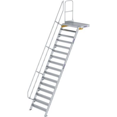 Günzburger Steigtechnik Treppe mit Plattform 60° Stufenbreite 1.000 mm 16 Stufen Alum