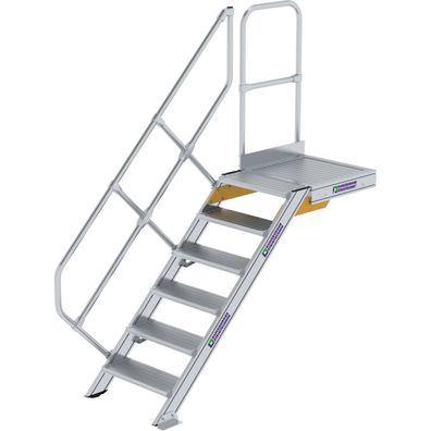 Günzburger Steigtechnik Treppe mit Plattform 45° Stufenbreite 600 mm 6 Stufen Alumini