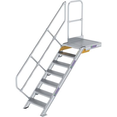 Günzburger Steigtechnik Treppe mit Plattform 45° Stufenbreite 600 mm 7 Stufen Alumini