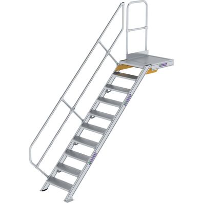 Günzburger Steigtechnik Treppe mit Plattform 45° Stufenbreite 600 mm 10 Stufen Alumin