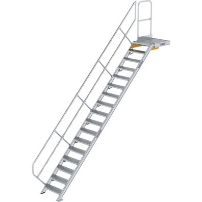 Günzburger Steigtechnik Treppe mit Plattform 45° Stufenbreite 600 mm 17 Stufen Alumin