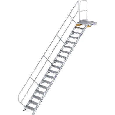 Günzburger Steigtechnik Treppe mit Plattform 45° Stufenbreite 600 mm 18 Stufen Alumin