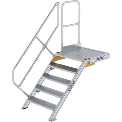 Günzburger Steigtechnik Treppe mit Plattform 45° Stufenbreite 800 mm 5 Stufen Alumini