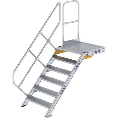 Günzburger Steigtechnik Treppe mit Plattform 45° Stufenbreite 800 mm 6 Stufen Alumini