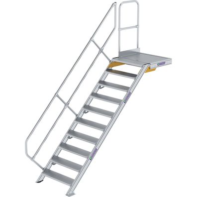 Günzburger Steigtechnik Treppe mit Plattform 45° Stufenbreite 800 mm 10 Stufen Alumin