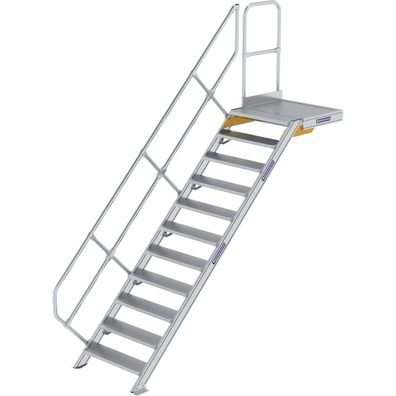 Günzburger Steigtechnik Treppe mit Plattform 45° Stufenbreite 800 mm 11 Stufen Alumin