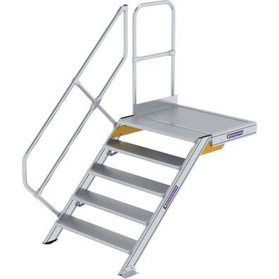 Günzburger Steigtechnik Treppe mit Plattform 45° Stufenbreite 1.000 mm 5 Stufen Alumi