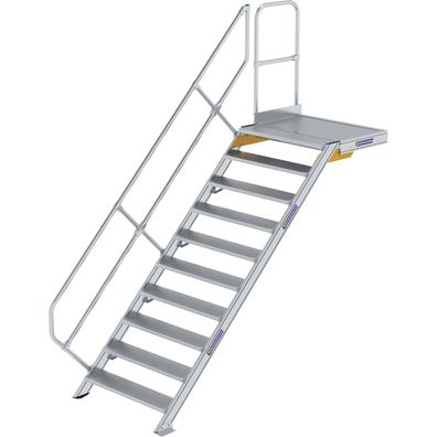 Günzburger Steigtechnik Treppe mit Plattform 45° Stufenbreite 1.000 mm 10 Stufen Alum