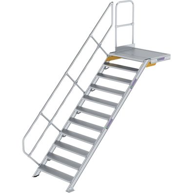 Günzburger Steigtechnik Treppe mit Plattform 45° Stufenbreite 1.000 mm 11 Stufen Alum