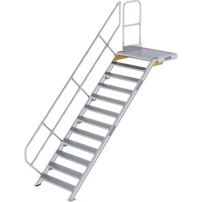 Günzburger Steigtechnik Treppe mit Plattform 45° Stufenbreite 1.000 mm 12 Stufen Alum