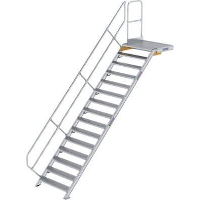 Günzburger Steigtechnik Treppe mit Plattform 45° Stufenbreite 1.000 mm 15 Stufen Alum