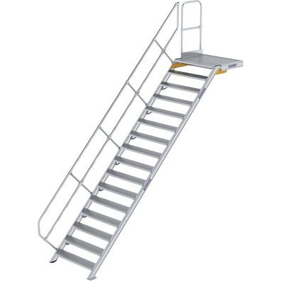 Günzburger Steigtechnik Treppe mit Plattform 45° Stufenbreite 1.000 mm 16 Stufen Alum