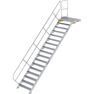 Günzburger Steigtechnik Treppe mit Plattform 45° Stufenbreite 1.000 mm 17 Stufen Alum